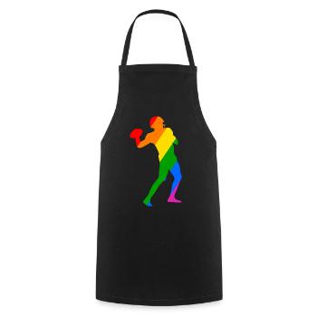 Rainbow Football Player - Kochschürze - Schwarz - Vorne - AI Model Male 185 dark (185cm)