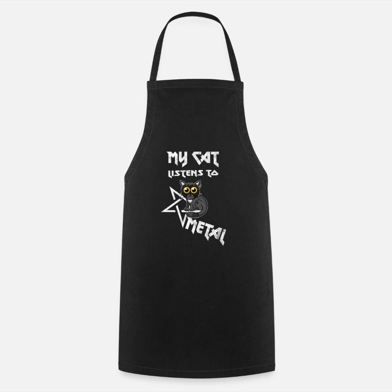 Mon chat écoute Metal - Washed Effect - Tablier de cuisine - noir
