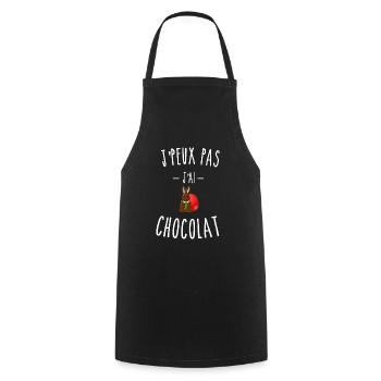 je peux pas j'ai chocolat - lapin - pâques - Tablier de cuisine - noir - Devant - AI Model Male 185 dark (185cm)