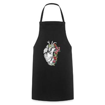 Anatomical Heart with Flowers Cardiology - Cooking Apron - black - Front - AI Model Male 185 dark (185cm)