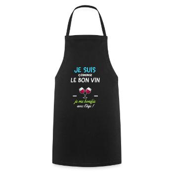 Je suis comme le bon vin ,je me bonifie avec l'age - Tablier de cuisine - noir - Devant - AI Model Male 185 dark (185cm)