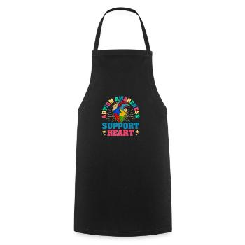 Autism awareness heart support heart - Cooking Apron - black - Front - AI Model Male 185 dark (185cm)