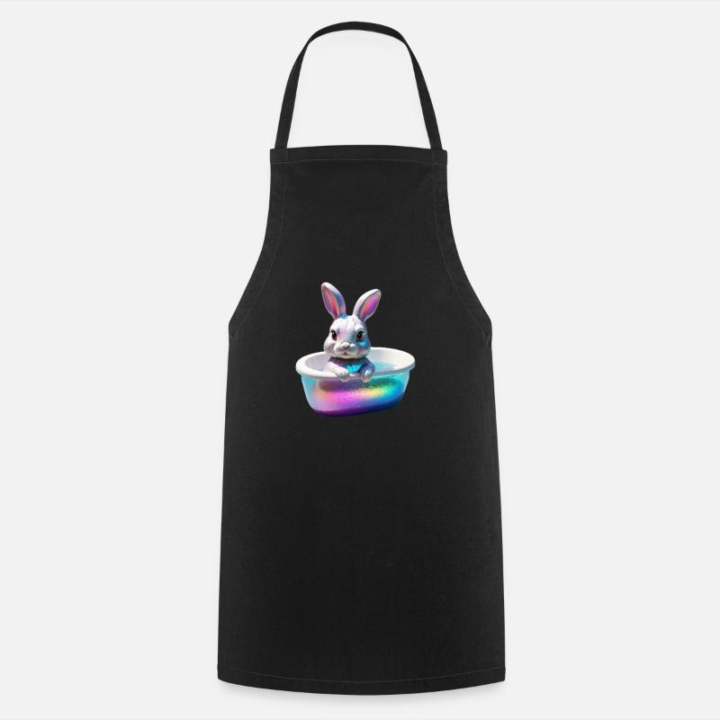 Funny Bunny in der Wanne - Kochschürze - Schwarz