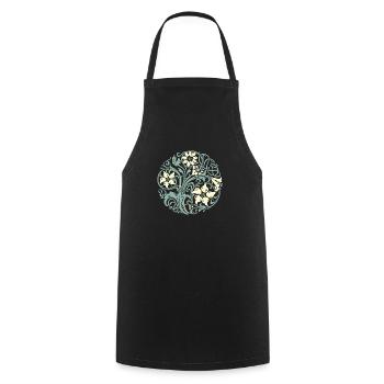 Art Nouveau Floral Ornament - Cooking Apron - black - Front - AI Model Male 185 dark (185cm)