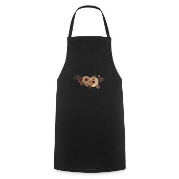 Gold Flowers - Cooking Apron - black - Front - AI Model Male 185 dark (185cm)