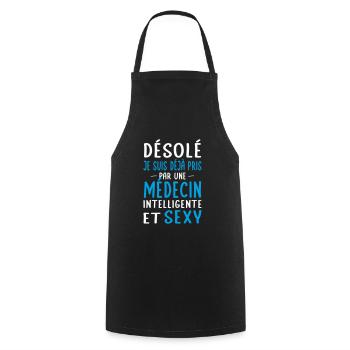 Désolé déjà pris par une médecin sexy - Tablier de cuisine - noir - Devant - AI Model Male 185 dark (185cm)