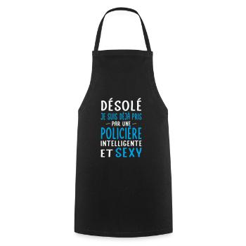 Désolé déjà pris par une policière sexy - Tablier de cuisine - noir - Devant - AI Model Male 185 dark (185cm)