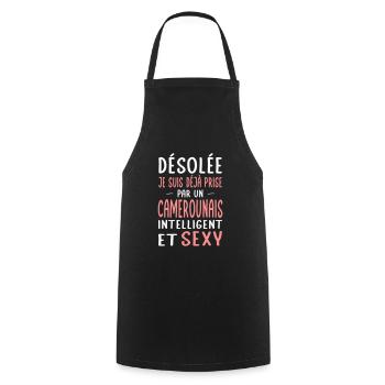 Désolée déjà prise par un Camerounais sexy - Tablier de cuisine - noir - Devant - AI Model Male 185 dark (185cm)