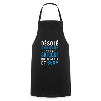 Désolé déjà pris par une Grecque sexy - Tablier de cuisine - noir - Devant - AI Model Male 185 dark (185cm)