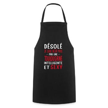 Désolé déjà pris par une Toulousaine sexy - Tablier de cuisine - noir - Devant - AI Model Male 185 dark (185cm)