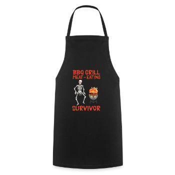 BBQ Grill Mangeur de viande Survivant Squelette - Tablier de cuisine - noir - Devant - AI Model Male 185 dark (185cm)