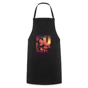 Surfeur surf vagues de surf - Tablier de cuisine - noir - Devant - AI Model Male 185 dark (185cm)