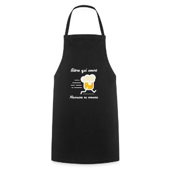 Bière qui court ramasse sa mousse t-shirt bière - Tablier de cuisine - noir - Devant - AI Model Male 185 dark (185cm)