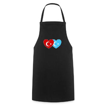 Turquie Cœur du drapeau ouïghour - Tablier de cuisine - noir - Devant - AI Model Male 185 dark (185cm)