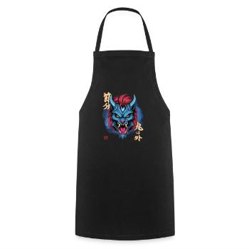 Oni bleu yéti - Tablier de cuisine - noir - Devant - AI Model Male 185 dark (185cm)