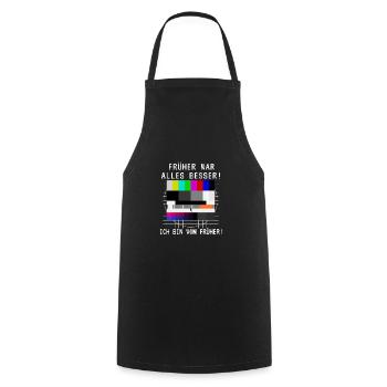 Früher war alles besser TV Testbild Geburtstag - Kochschürze - Schwarz - Vorne - AI Model Male 185 dark (185cm)