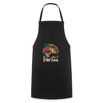 Loutre avec lunettes de soleil et casquette de baseball sur la plage - Tablier de cuisine - noir - Devant - AI Model Male 185 dark (185cm)