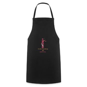 Juristen Geschenk Anwaltsspruch Justitia - Kochschürze - Schwarz - Vorne - AI Model Male 185 dark (185cm)