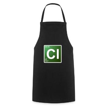 Cl - élément de chimie du chlore 17 - Tablier de cuisine - noir - Devant - AI Model Male 185 dark (185cm)