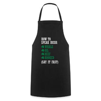 HOW TO SPEAK IRISH - Cooking Apron - black - Front - AI Model Male 185 dark (185cm)