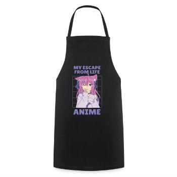 Anime my escape from life - Kochschürze - Schwarz - Vorne - AI Model Male 185 dark (185cm)
