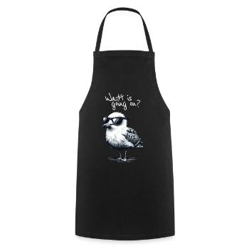 Watt va à Coole Möwe Nordsee Spruch - Tablier de cuisine - noir - Devant - AI Model Male 185 dark (185cm)