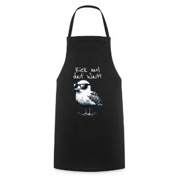 Kiek mol dat Watt Wattwanderer Möwe Spruch - Kochschürze - Schwarz - Vorne - AI Model Male 185 dark (185cm)