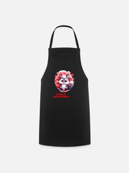 Cute Valentine's Day Design Animals - Cooking Apron - black