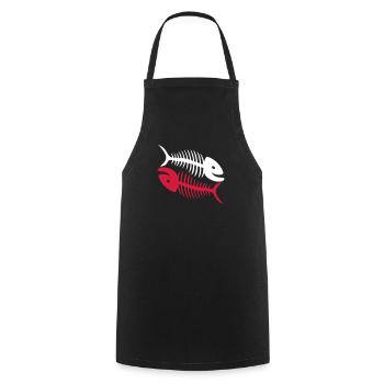 Sourire Fish Bones - Tablier de cuisine - noir - Devant - AI Model Male 185 dark (185cm)