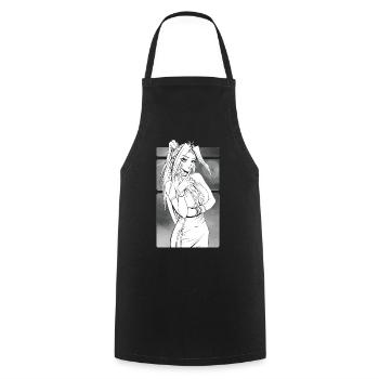 Japanese Manga Girl - Cooking Apron - black - Front - AI Model Male 185 dark (185cm)
