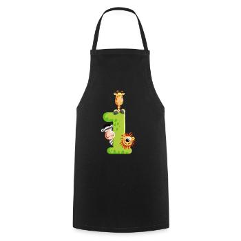 First Birthday - One - Number - Animals - Cooking Apron - black - Front - AI Model Male 185 dark (185cm)
