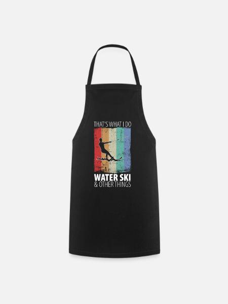 Wasserskier Wasserski Wasserskifahrer Vintage - Kochschürze - Schwarz