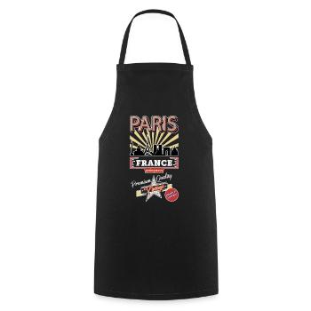 Paris France City Skyline Vintage Rétro - Tablier de cuisine - noir - Devant - AI Model Male 185 dark (185cm)