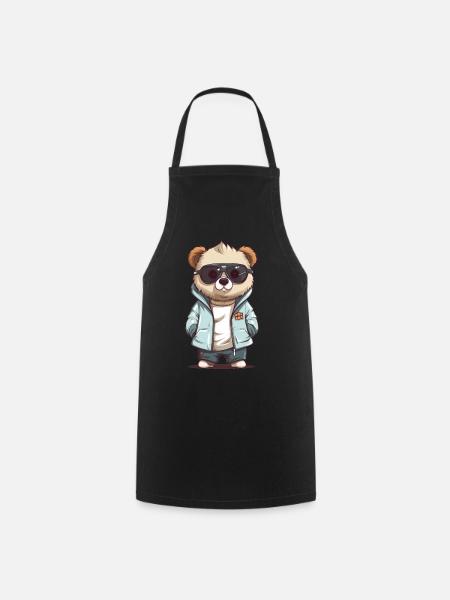 Sunglass Panda in cooler Jacke - Kochschürze - Schwarz