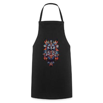 Spirituelles Indianer Raben Feder Mandala Design - Kochschürze - Schwarz - Vorne - AI Model Male 185 dark (185cm)