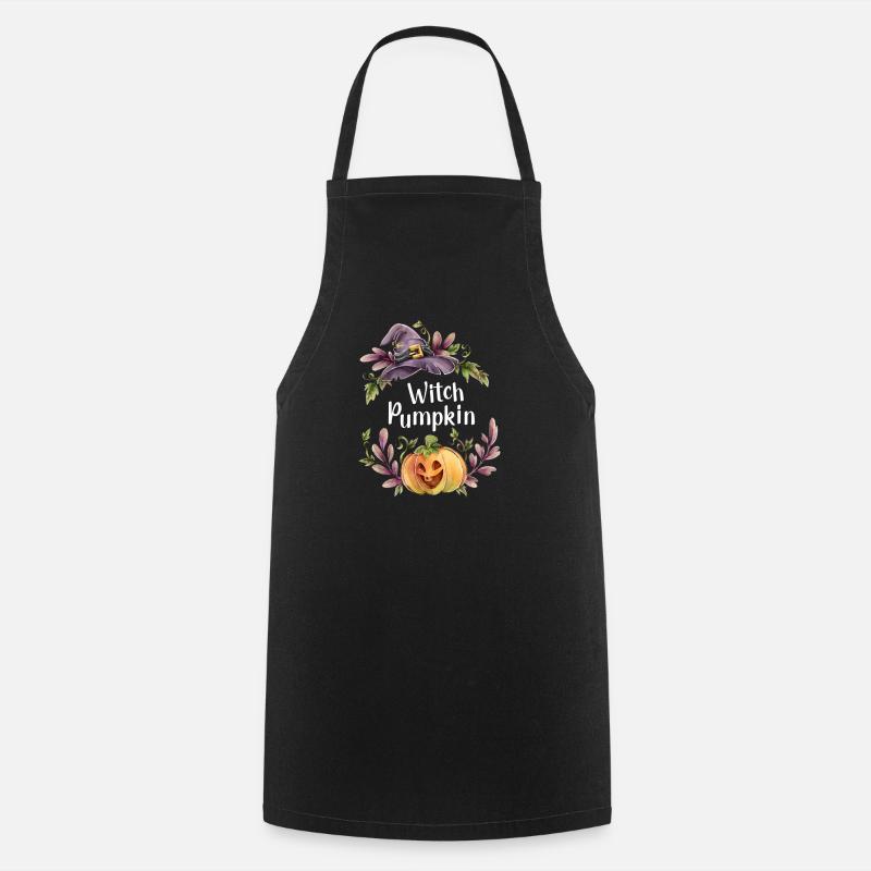 Floral Witch Pumpkin - Cooking Apron - black