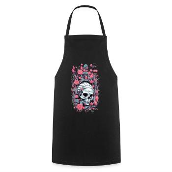 Pastel Goth Weirdcore Roses Skull Occult Design - Cooking Apron - black - Front - AI Model Male 185 dark (185cm)