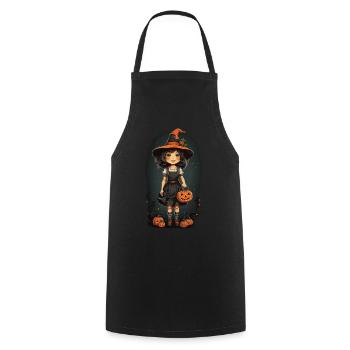 Halloween Hexe Vintage Retro mit Kürbissen - Kochschürze - Schwarz - Vorne - AI Model Male 185 dark (185cm)