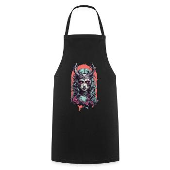 Gothic Demon Occult Magic Streetwear Design - Cooking Apron - black - Front - AI Model Male 185 dark (185cm)