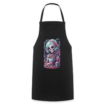 E-girl Pastel Goth Anime Kawaii Dia de Muertos - Tablier de cuisine - noir - Devant - AI Model Male 185 dark (185cm)