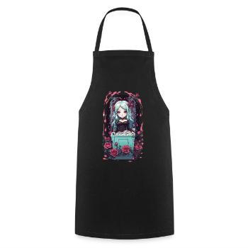 Anime Goth Chibi Vampir egirl Kawaii Design - Kochschürze - Schwarz - Vorne - AI Model Male 185 dark (185cm)