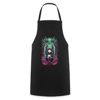 Kemonomimi Goth Cat Girl Occult Otaku Egirl - Cooking Apron - black - Front - AI Model Male 185 dark (185cm)