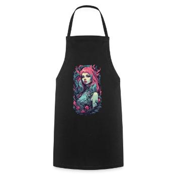 Gothique Pastel Esthétique E-Girl Streetwear - Tablier de cuisine - noir - Devant - AI Model Male 185 dark (185cm)