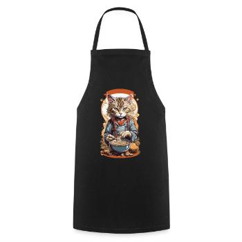 Cat Ramen Japanese Indulgence Soups Design - Cooking Apron - black - Front - AI Model Male 185 dark (185cm)