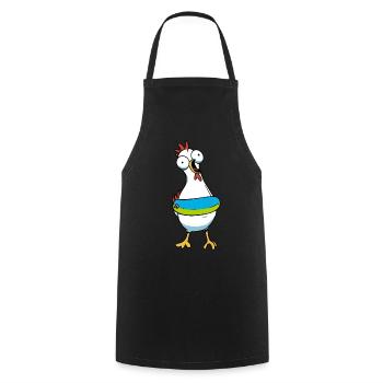 Huhn Schwimmer Schwimmring Henne Geflügel - Kochschürze - Schwarz - Vorne - AI Model Male 185 dark (185cm)