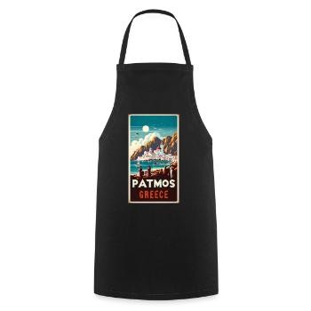 Patmos Greece vintage holiday design - Cooking Apron - black - Front - AI Model Male 185 dark (185cm)