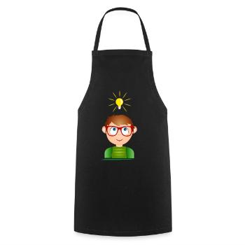 Boy with glasses and a glowing light bulb - Cooking Apron - black - Front - AI Model Male 185 dark (185cm)