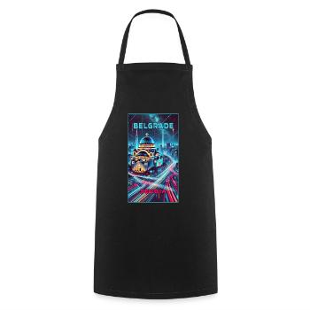 Belgrade Serbia Skyline Design - Cooking Apron - black - Front - AI Model Male 185 dark (185cm)