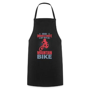 Ne sous-estimez jamais les amateurs de VTT - Tablier de cuisine - noir - Devant - AI Model Male 185 dark (185cm)