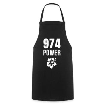 Power 974 Tropical Hibiscus - Cooking Apron - black - Front - AI Model Male 185 dark (185cm)